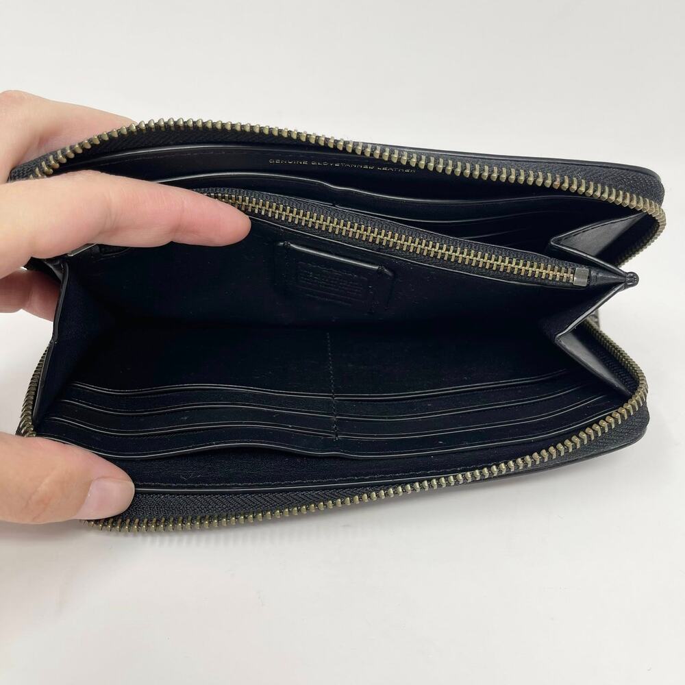 Coach Accordion Zip Wallet Black Leather Glove-Tanned 12 Card Slots 54300 - Picture 10 of 11
